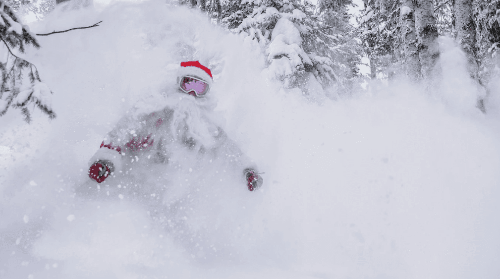 santa skiing powder