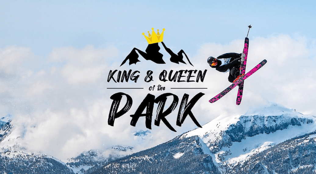 poster of a skier doing a trick with mountains in the background