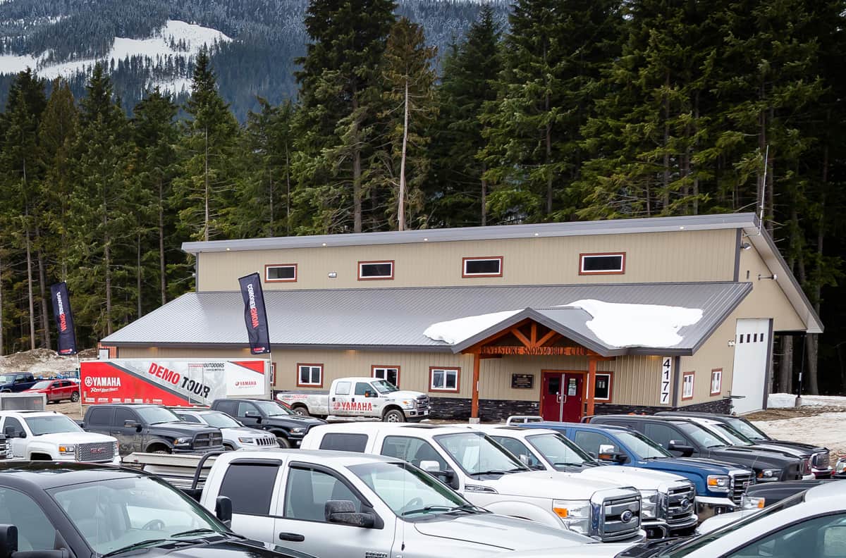 trucks parked in front of welcome centre