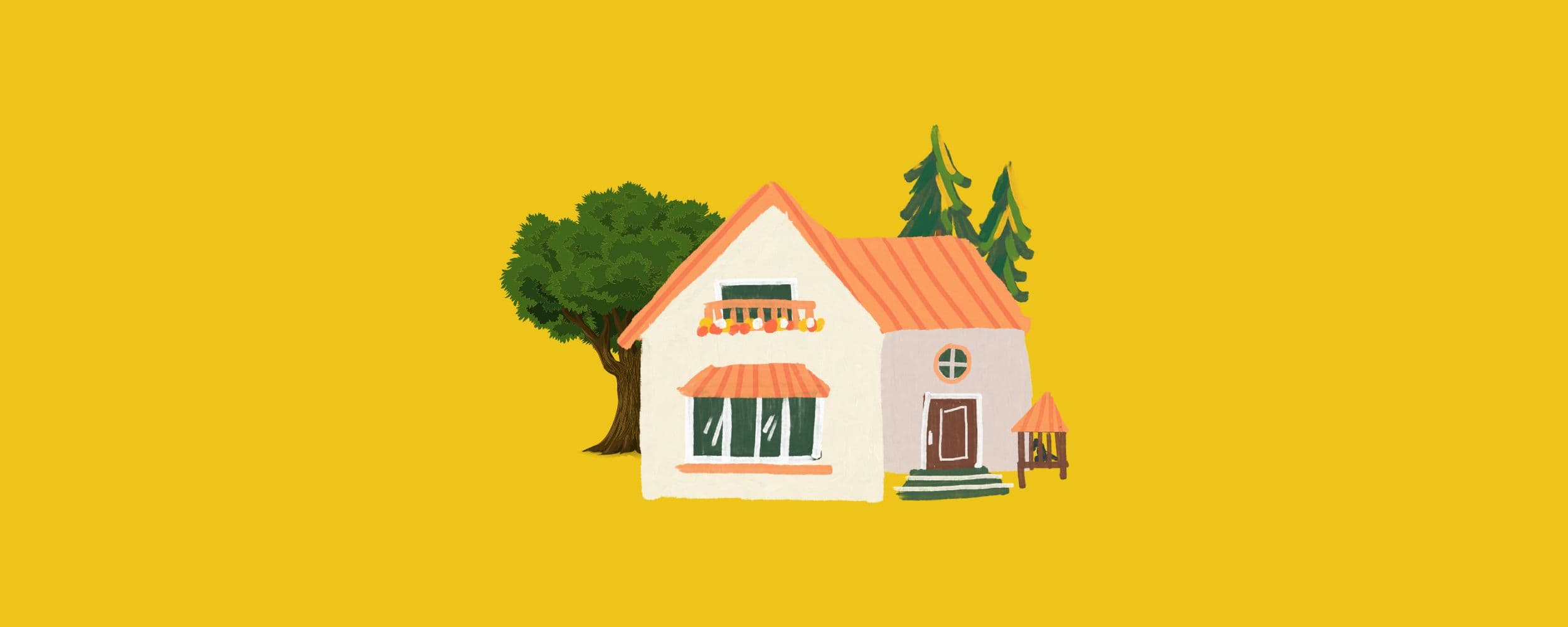 graphic image of house with trees surrounding it