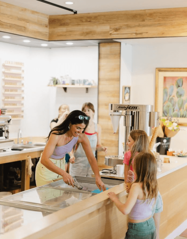 scooping ice cream revelstoke