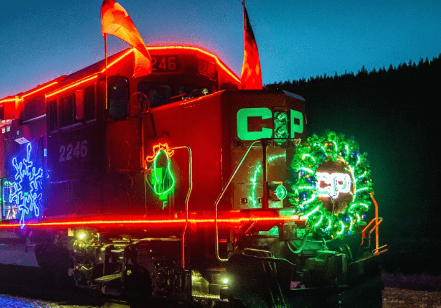 lit up christmas train