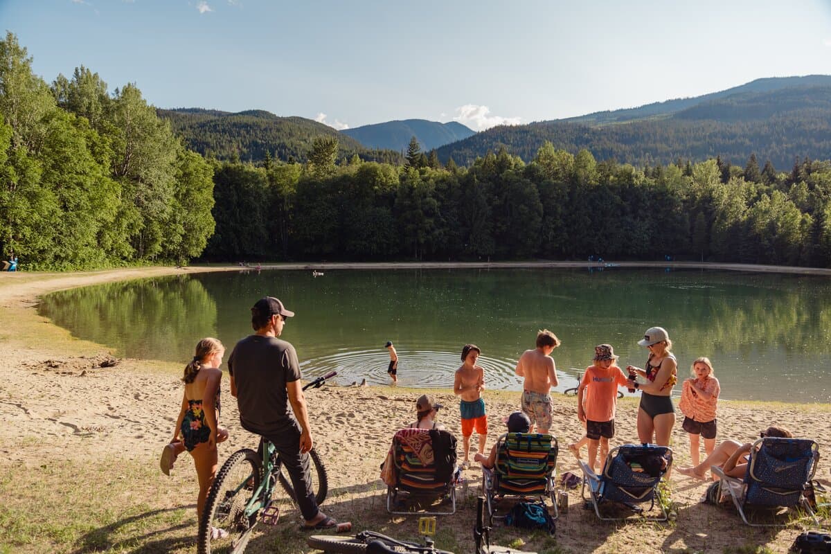 Family swimming Blanket Creek