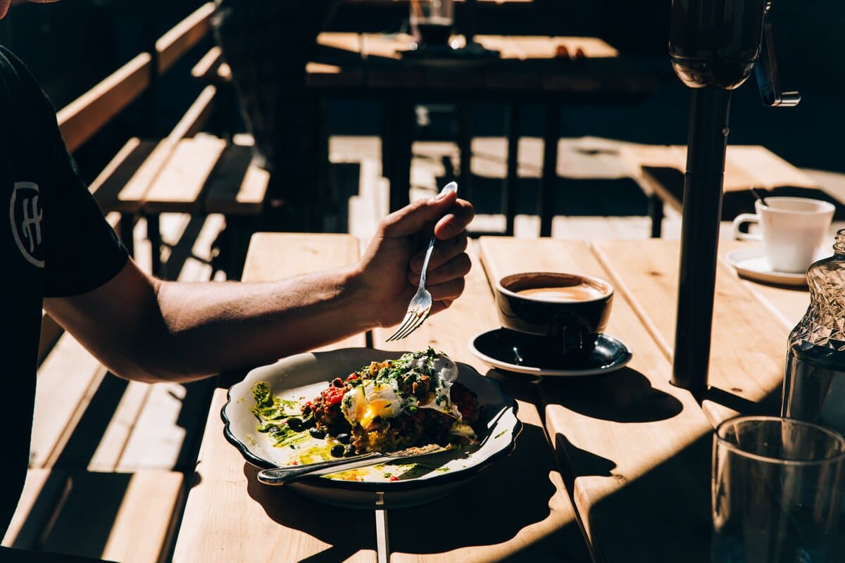 food displayed on outdoor patio