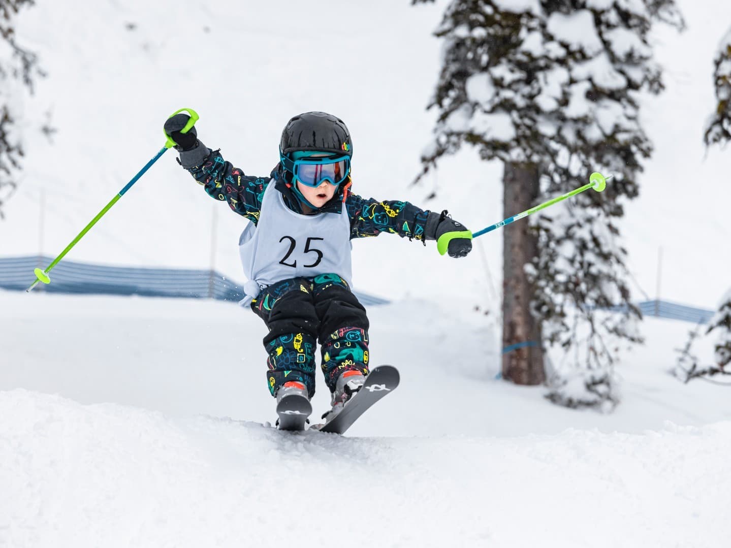 kid skiing in terrain park
