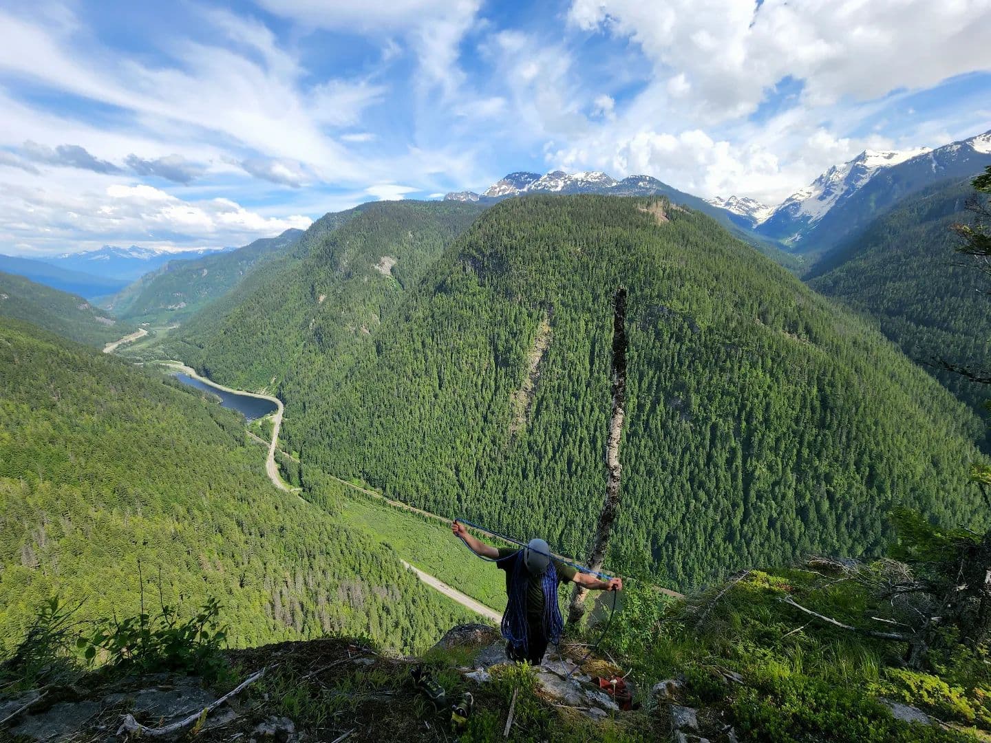 man with rock climbing ropes