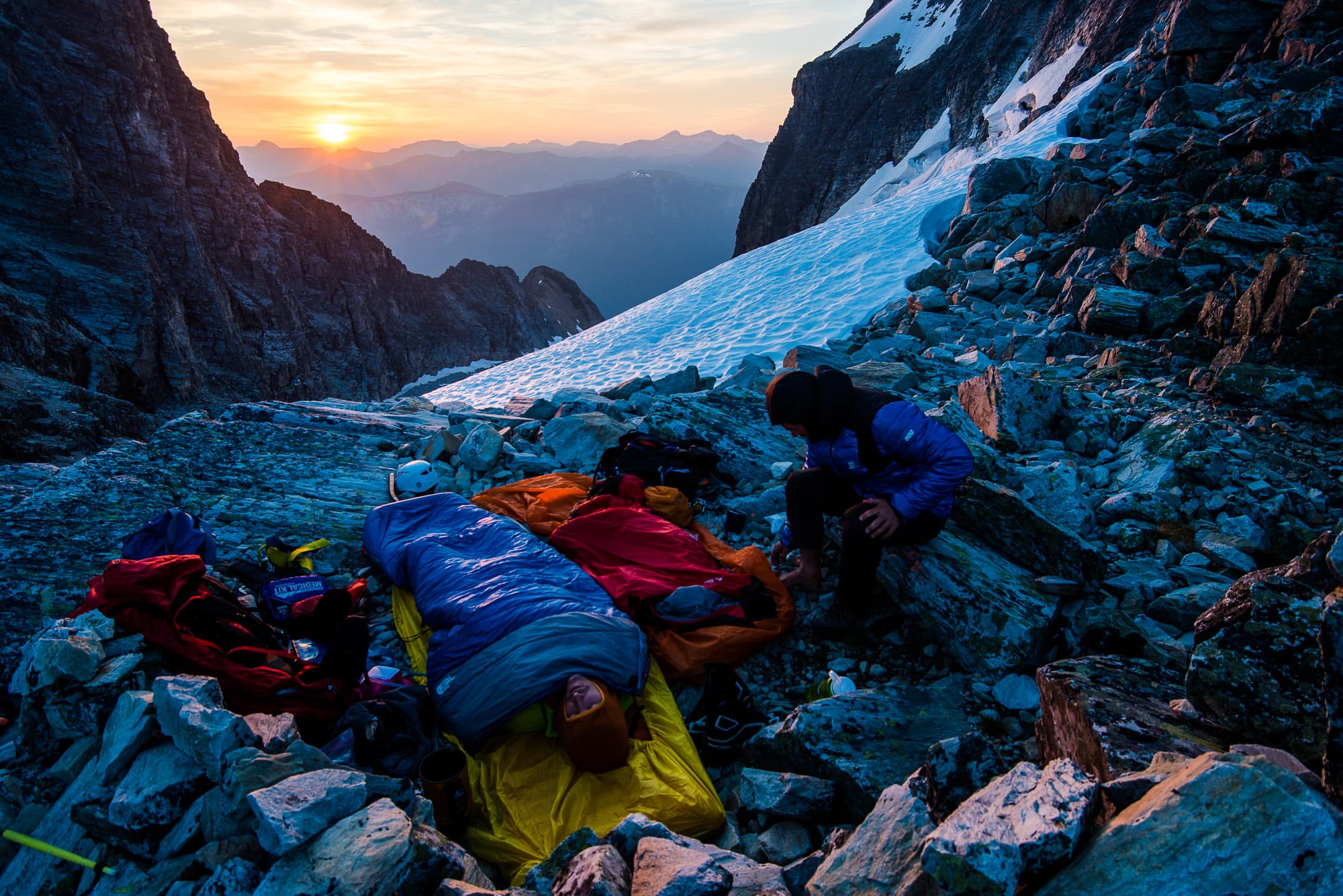 sleeping on the side of mountain