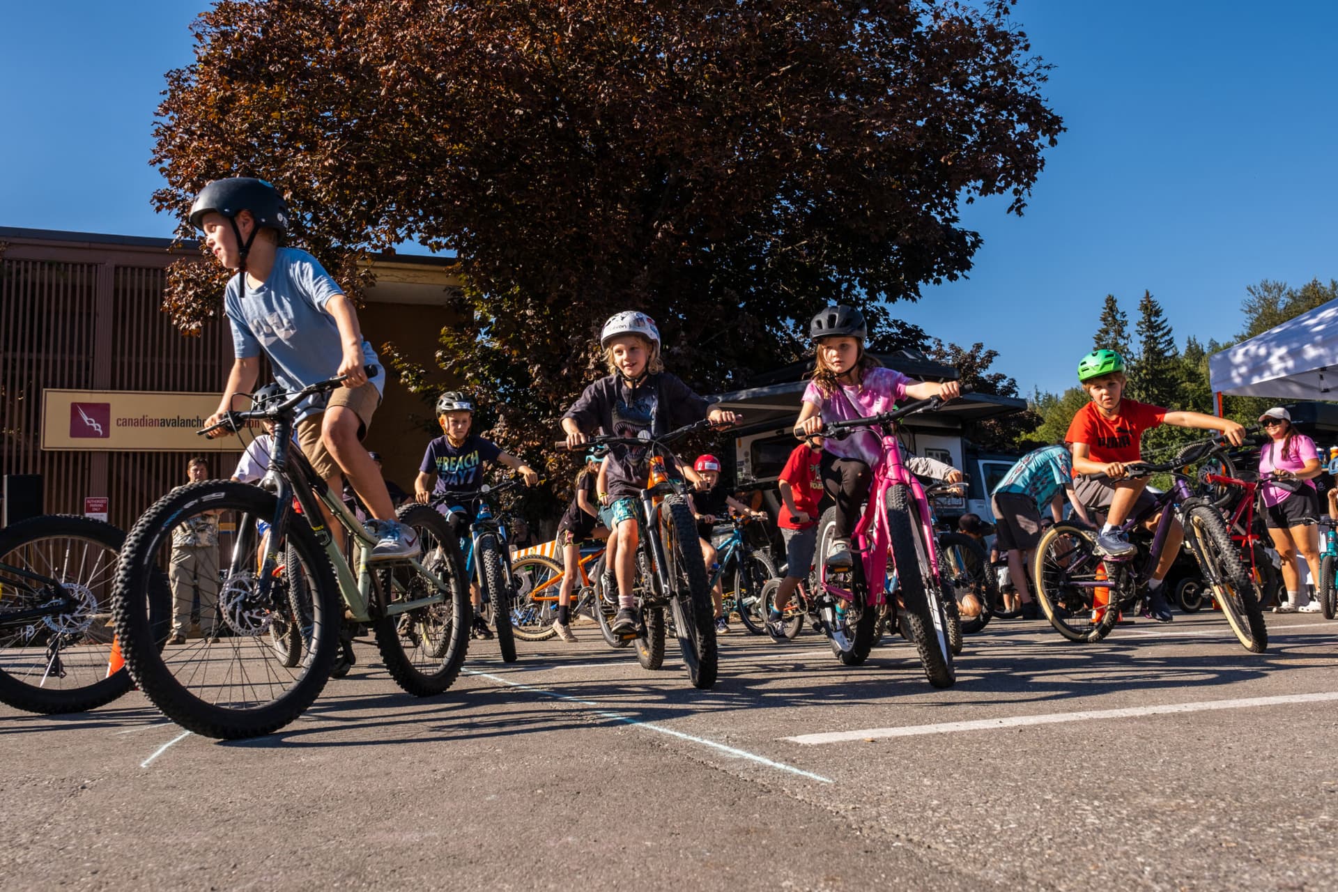 kids playing games on bikes