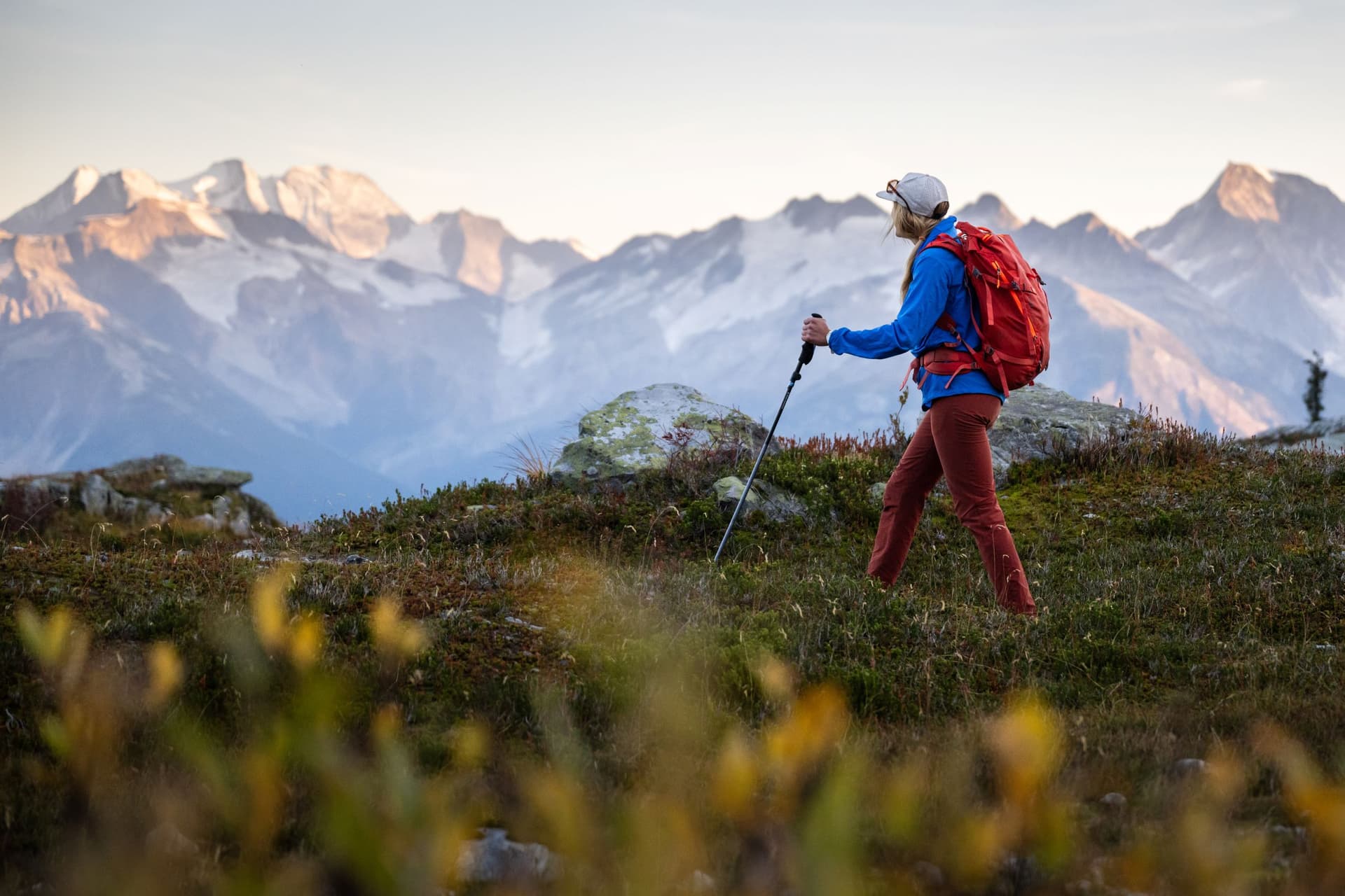 woman hiking in alpine