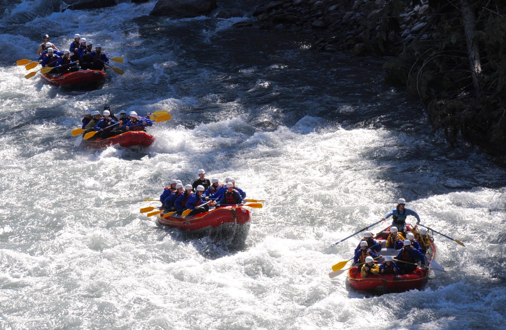 whitewater rafting on river