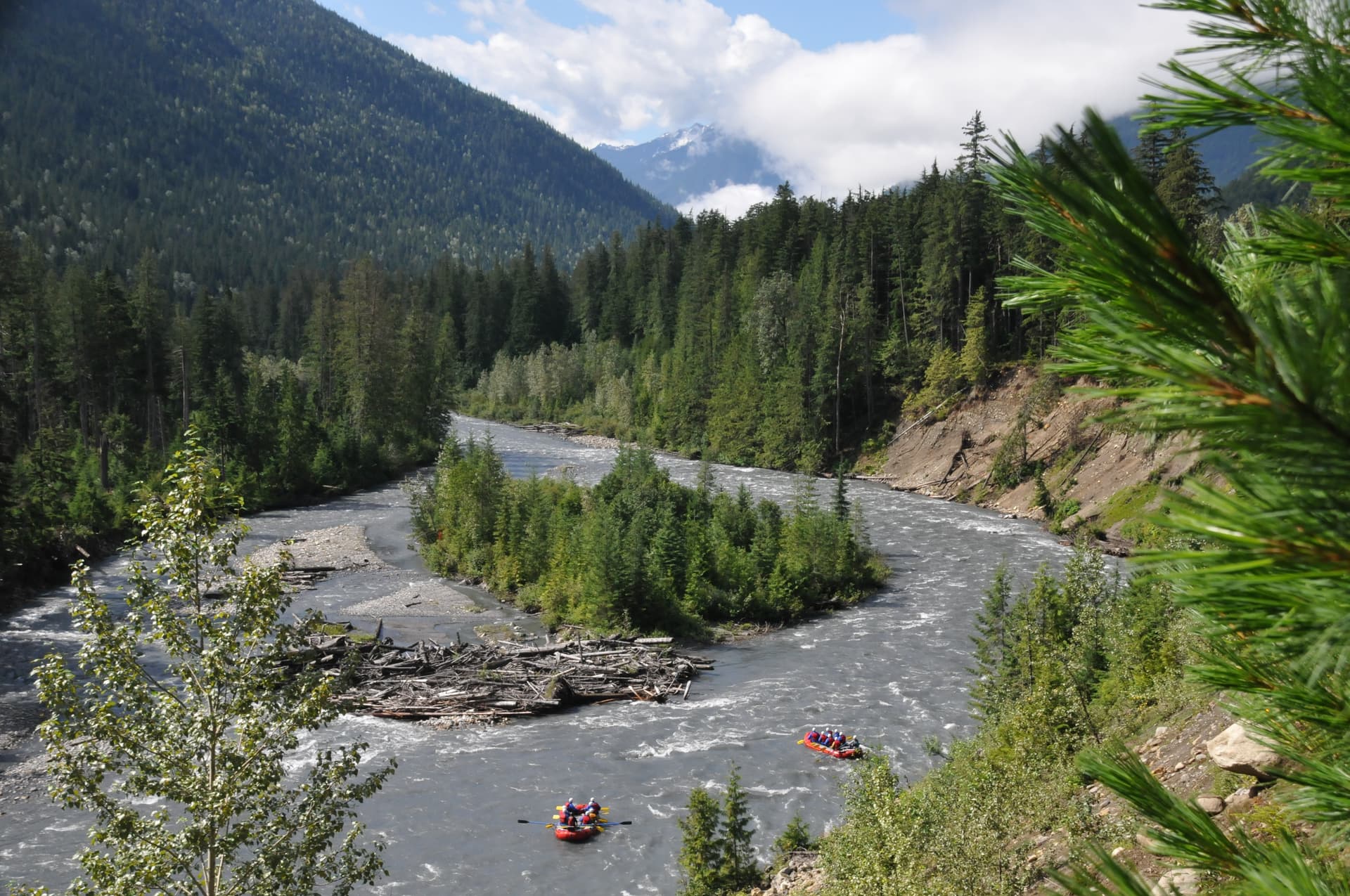 floating down river on raft boats