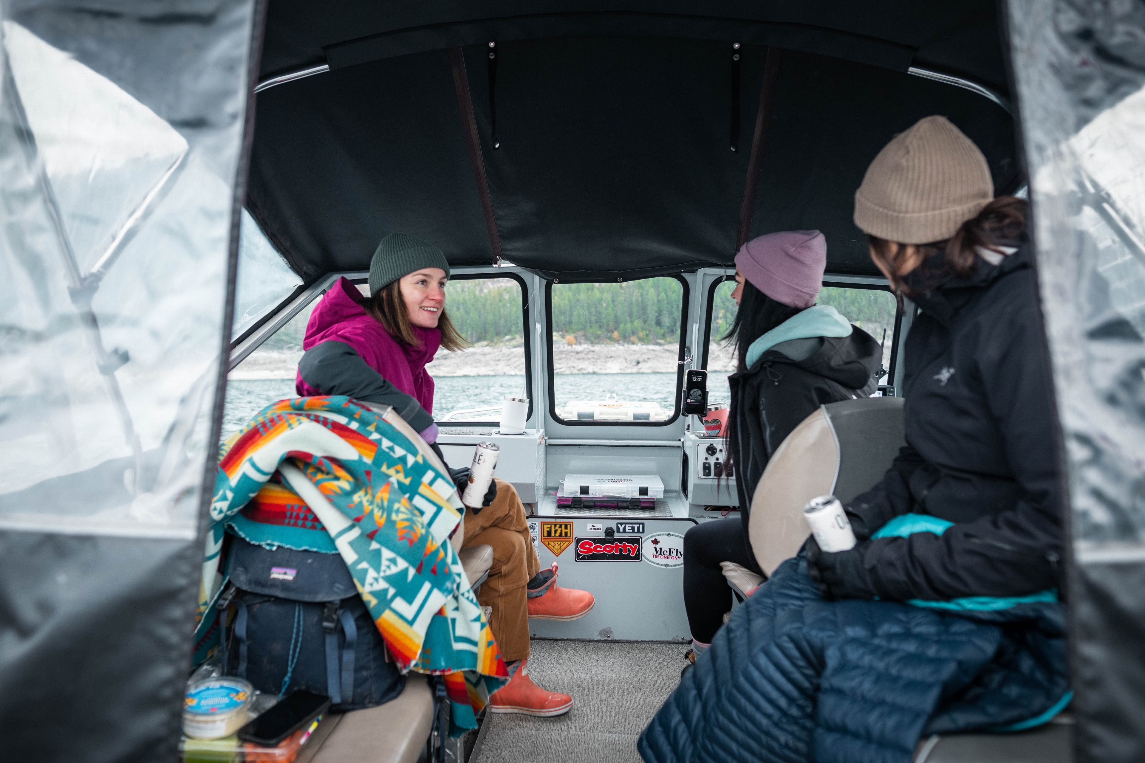 group of girls in fishing boat