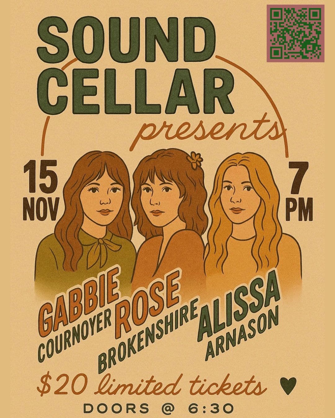 Live Music at the Sound Cellar: Gabbie Cournoyer, Rose Brokenshire and Alissa Arnason