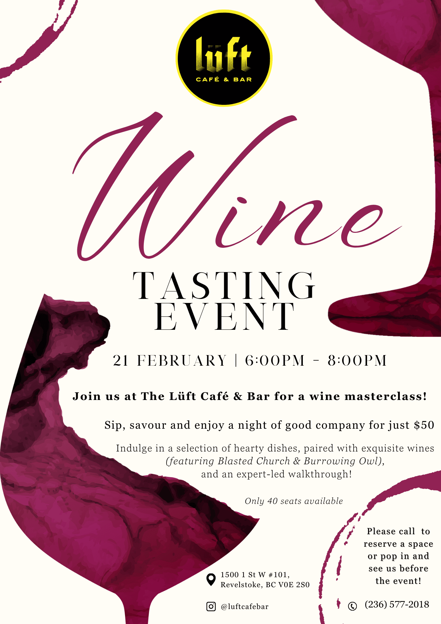 Wine Tasting Event at Lüft Café & Bar