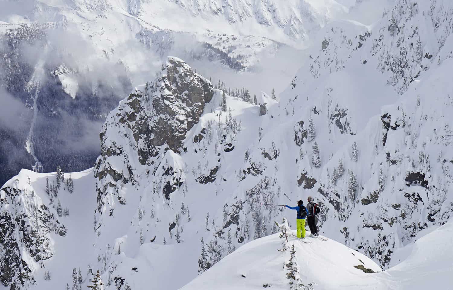 Skiers in Rogers Pass