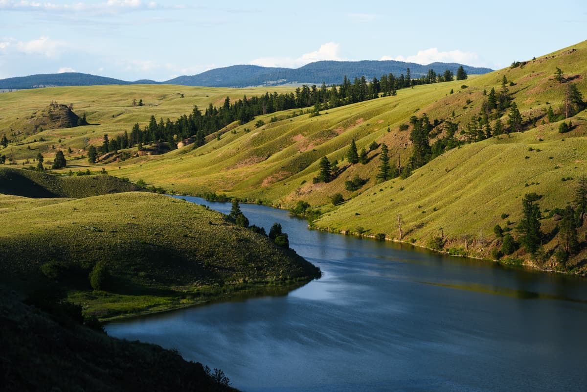 Grasslands surround the Napier Lake in the Nicola Valley