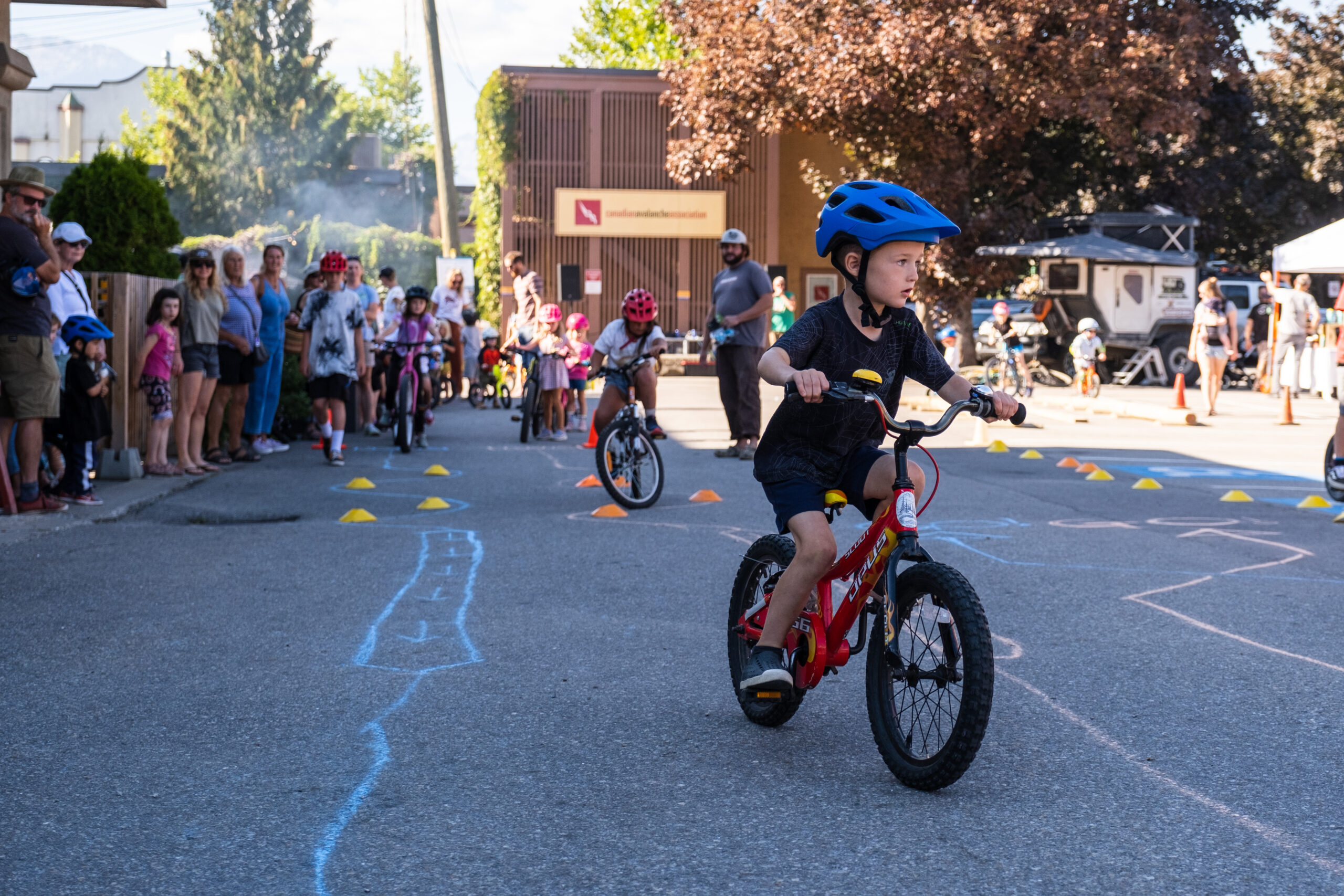 kids bicycle contest in downtown Revelstoke British Columbia