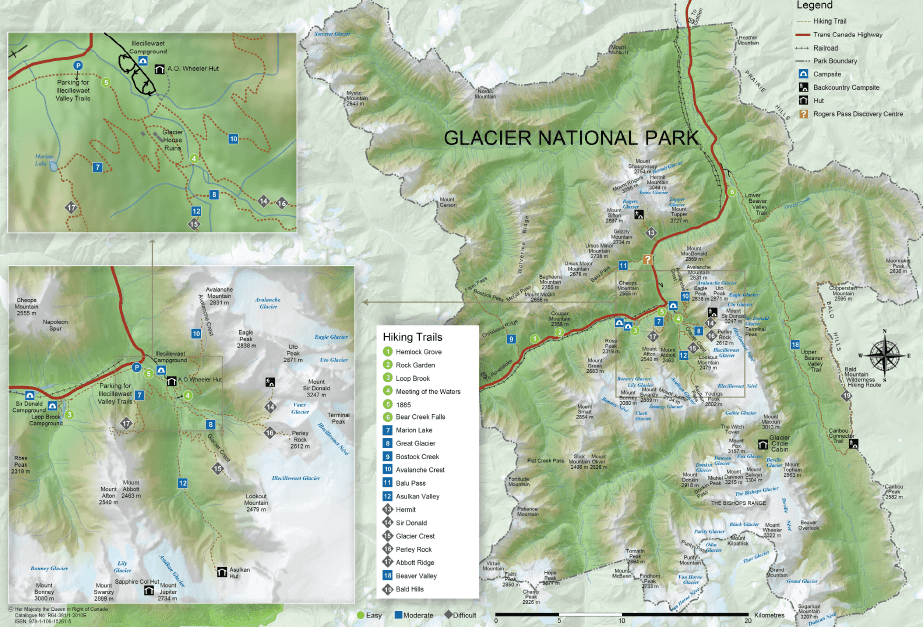 Glacier National Park Map From Hiking Guide
