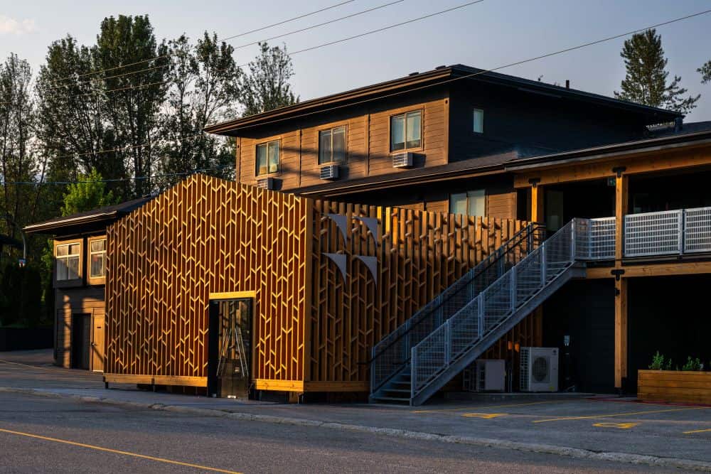 vrge hotel exterior at sunset